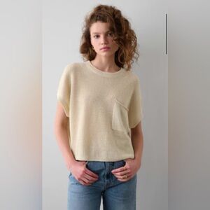 White + Warren Linen Blend Pocket Tee in Ecru